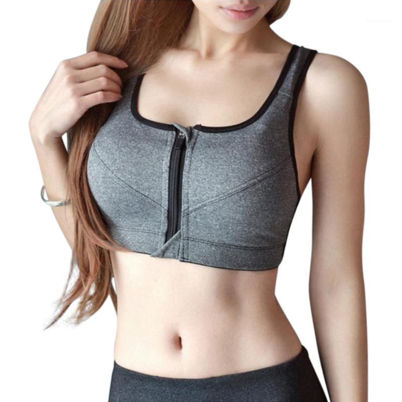 

Sports Bra Yoga Zip Fastener Fitness Underwear without Steel Ring fitness Tops Women Push Up Gym Running Sports Top1, Black