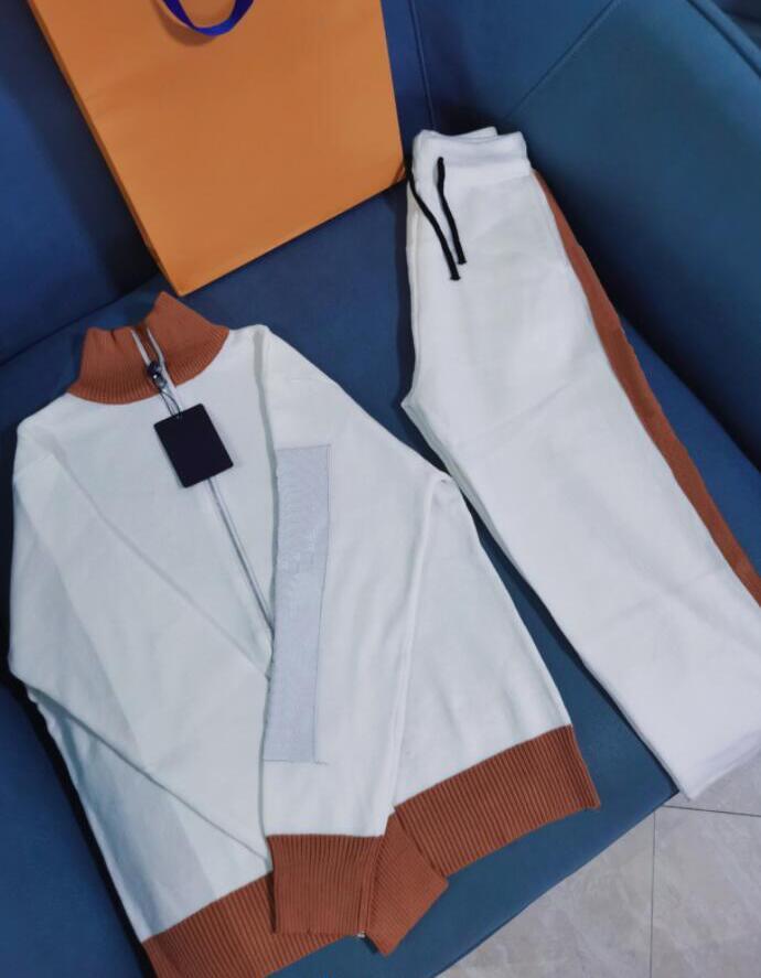 

21fw Fashion Knitted Suits for Mens Women Tracksuits With Letters Stylist Zipper Cardigan Hoodies Pants 2 Colors Casual Womens Sportswear, Shipping fee