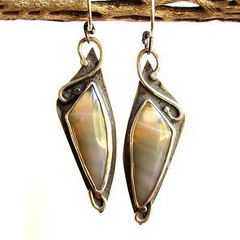 

Vintage Labradorite Yellow Brown Earrings Female Gypsy Synthetic Shell Long Dangle Resin Earring Tribal Jewelry O4D291