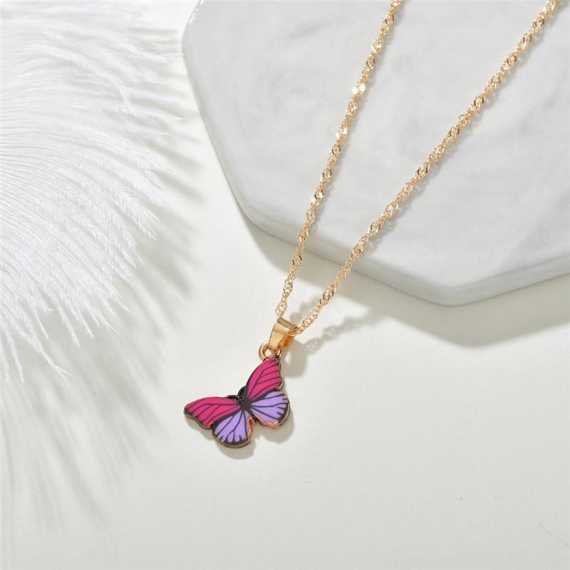 

Chokers Vintage Gothic Blue Butterfly Pendant Necklace For Women Stainless Steel Wedding Choker Jewelry Accessories1