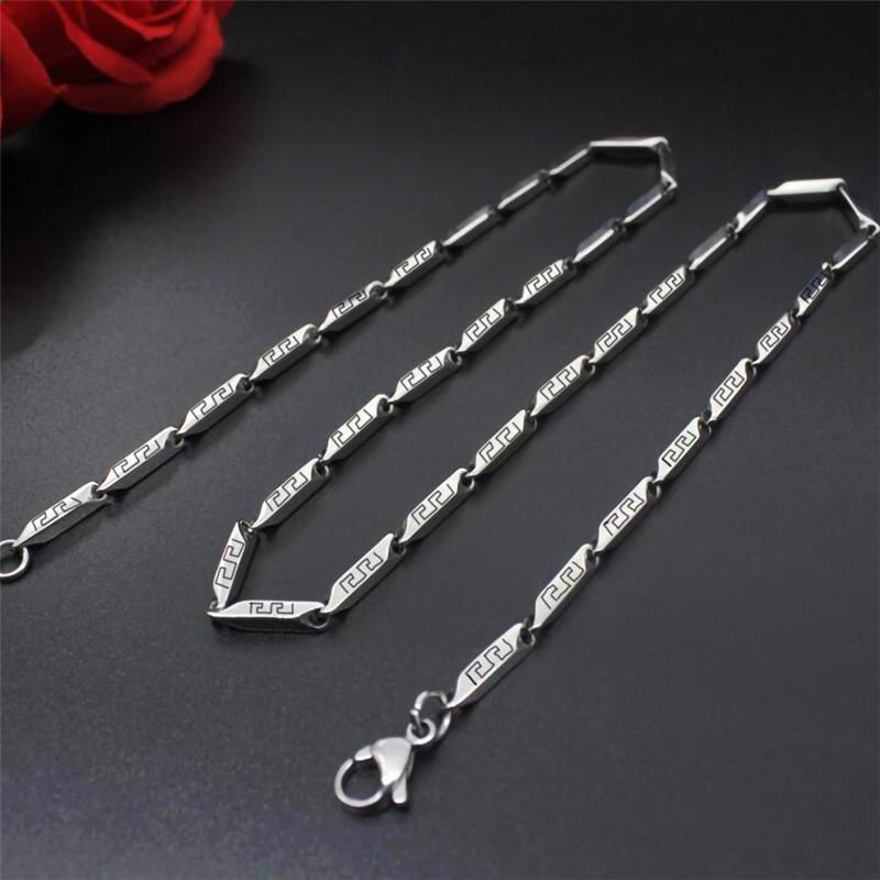 

High End Necklace Men Luxury Casual Rhombus Stainless Steel Long Chain Hip Hop Rock Fashion Couple Unisex Gift Jewelry