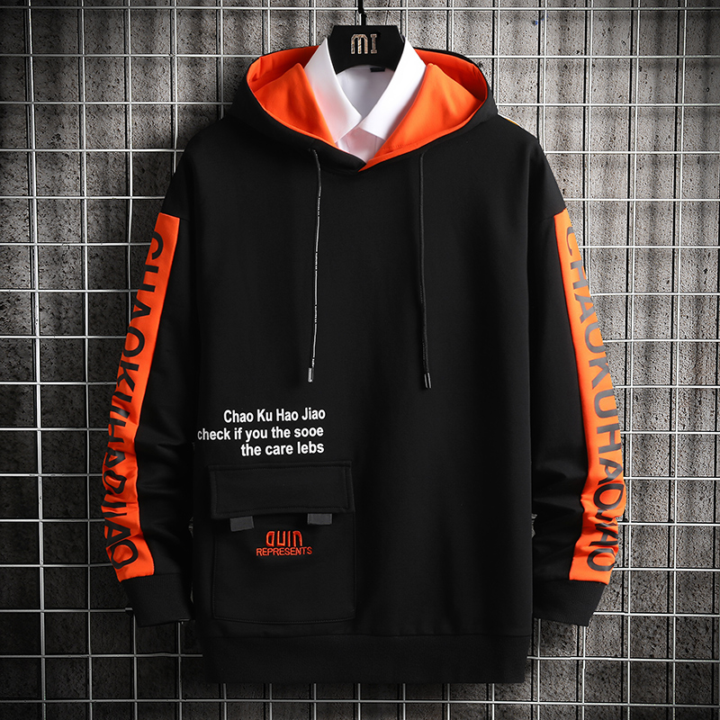 

Mens Hoodies Men 2020 Autumn Patchwork Sweatshirt Hip Hop Japanese Streetwear Harajuku Black Hoodie Men Sweatshirts kg-31