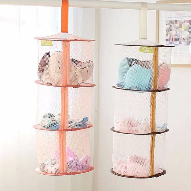 

Underwear Bra Laundry Sweater Hanging Basket Windproof Folding Multi-Layer Drying Rack Mesh Clothes Dryer Net