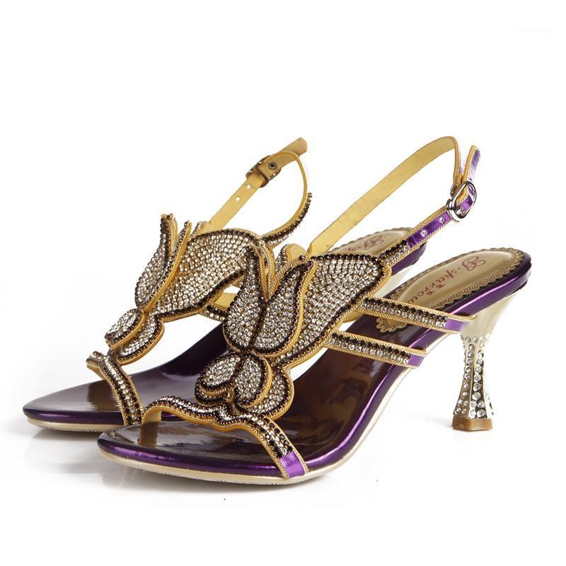 

Christia Bella Summer Fashion Large Size Rhinestones Shoes Butterfly Pattern Summer Bohemina Style Open Toe Shoes Crystals Pumps1, Black