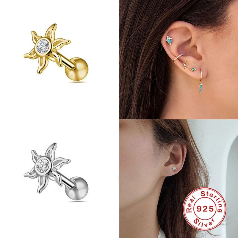 

Stud Aide 925 100% Sterling Silver Earrings For Women Sunflower Star Earring Piercing Women's Korea