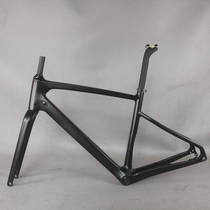 

2021 Newest Carbon Fiber T800 45/48/51/54cm BB86 Flat Mount Disc Brake Gravel Bike Frame GR043, Black