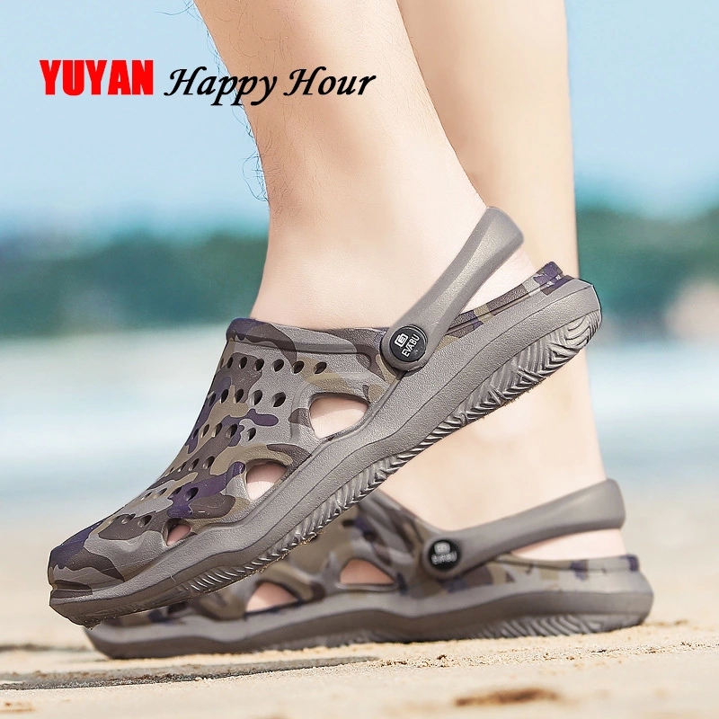 

2019 Summer Beach Slippers Men Shoes Hollow Fashion Men Slippers Non-slip Summer Male Shoes A882 #6U1y, Black