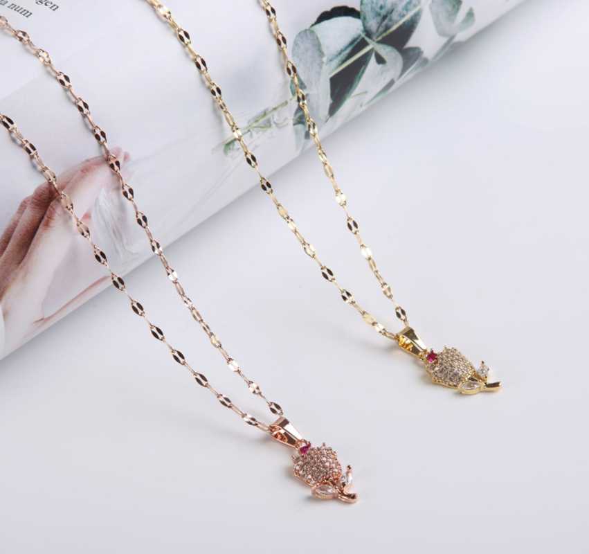 

2020 new flower rose pendant choker necklaces for women Stainless steel zircon clavicle chain necklaces Wedding party girls gift