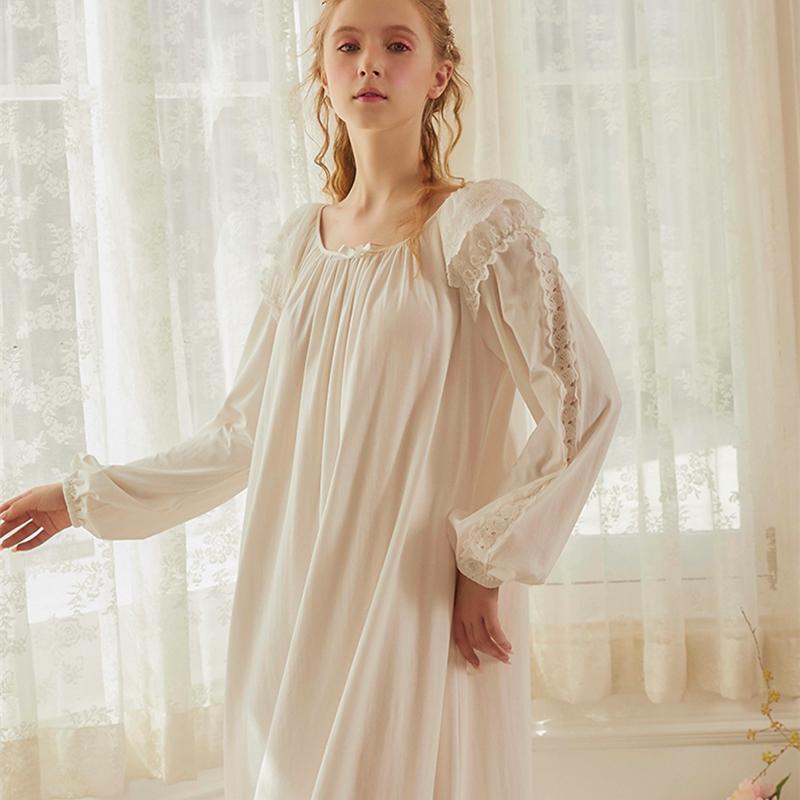 

Nightgown Women Cotton Sleepwear Long Dress Long Sleeve Nightgown Comfortable INS Fashion Dropshipping, Pink
