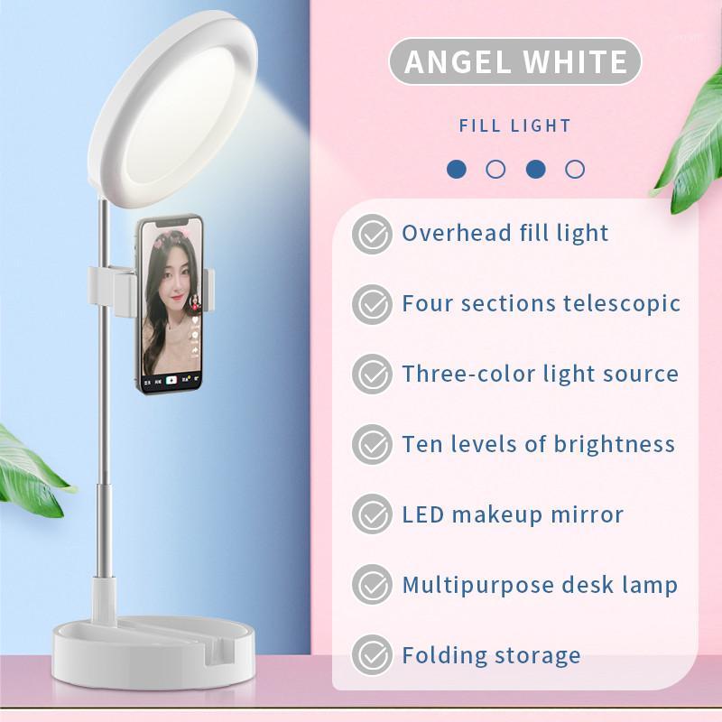 

G3 Foldable One-Piece 6Inch LED Ring Light Round Stand Phone Holder for Live Broadcast Selfie Video Light1