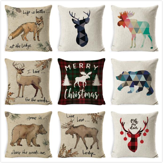 

Cushion Cover Retro Vintage Style Animals Elk Moose Bear Deer Cushion Case Home Sofa Bedroom Livingroom Decora Throw Pillow Case, Llp0109-9