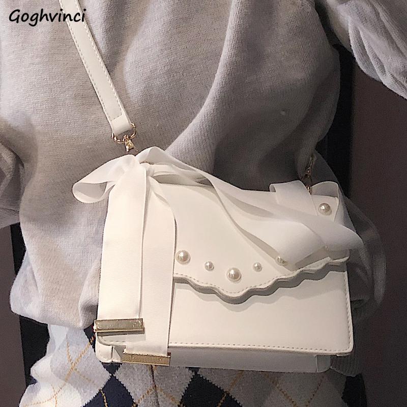 

Shoulder Bags Female Crossbody Bag Handbags Pearl PU Leather Flap Portable Womens Mini Messenger Korean Style Simple Fashion New, Black