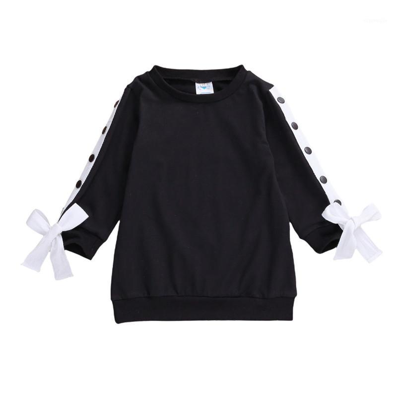 

Autumn Dress For Girls Cute Newborn Baby Girls Bow Long Sleeve Button Dress Princess Party Dresses 2020 New Vestidos1, Black