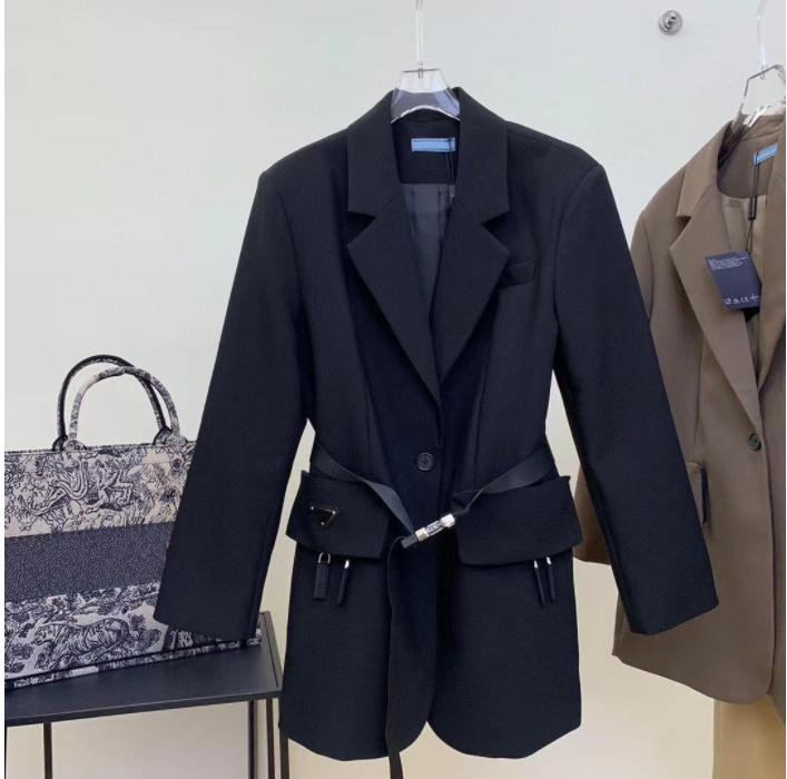 2022 Women's suit coat autumn & winter designer jackets fashion matching inverted triangle letter top medium and long suits high quality Siz-image-747522000