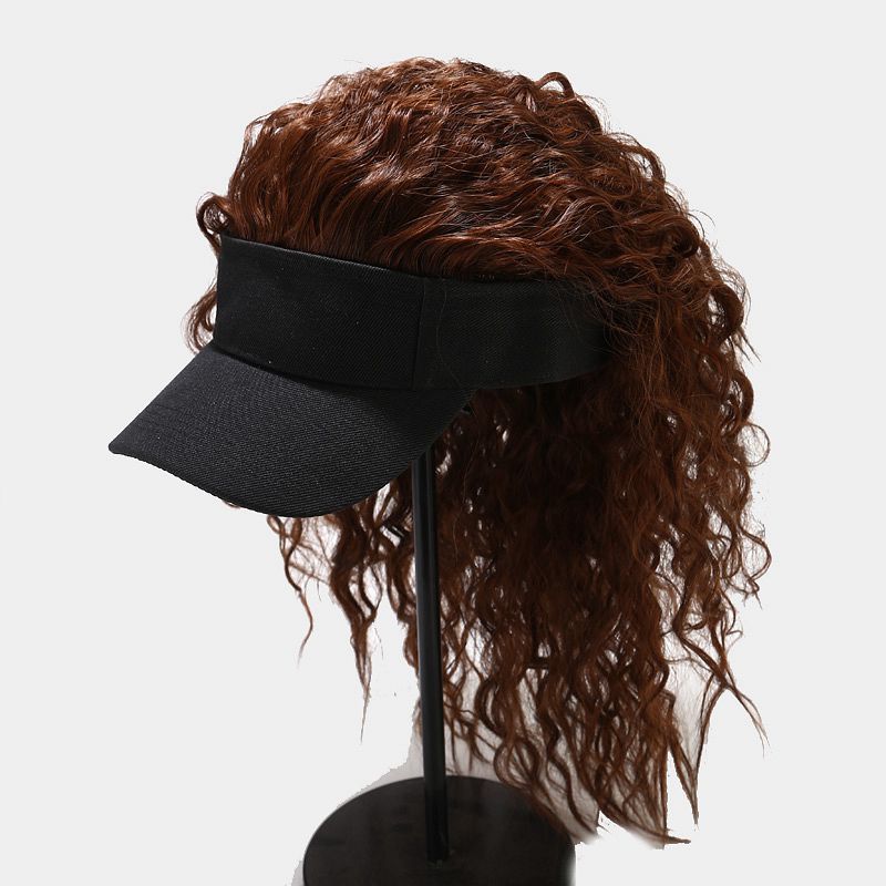 Women Fake Flair Hair Visor Sun Hat Newest Novelty Baseball Cap Wig Cap