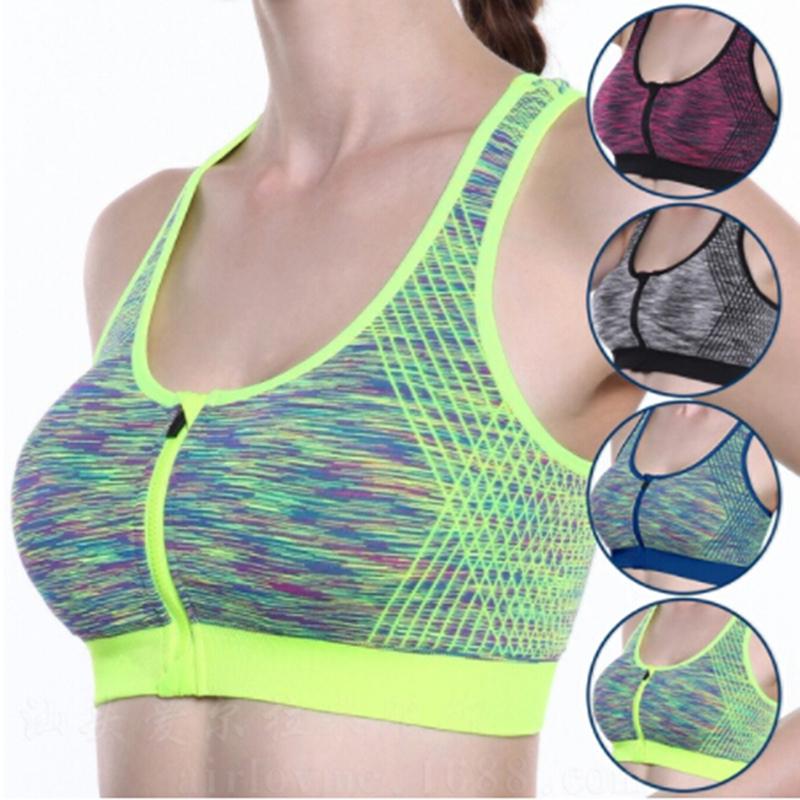 

Hot Women Zipper Push Up Sports Bras Vest Underwear Bra Breathable Gym Fitness Athletic Running Yoga Sport Tops 2021, Blue
