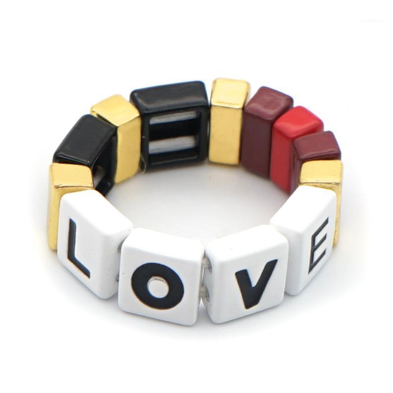 

Shinus Ring Women Rings Enamel Tile Beads LOVE Letter Couple Gifts Bijoux Femme Handmade Boho Alloy 2020 New Fashion Jewelry1