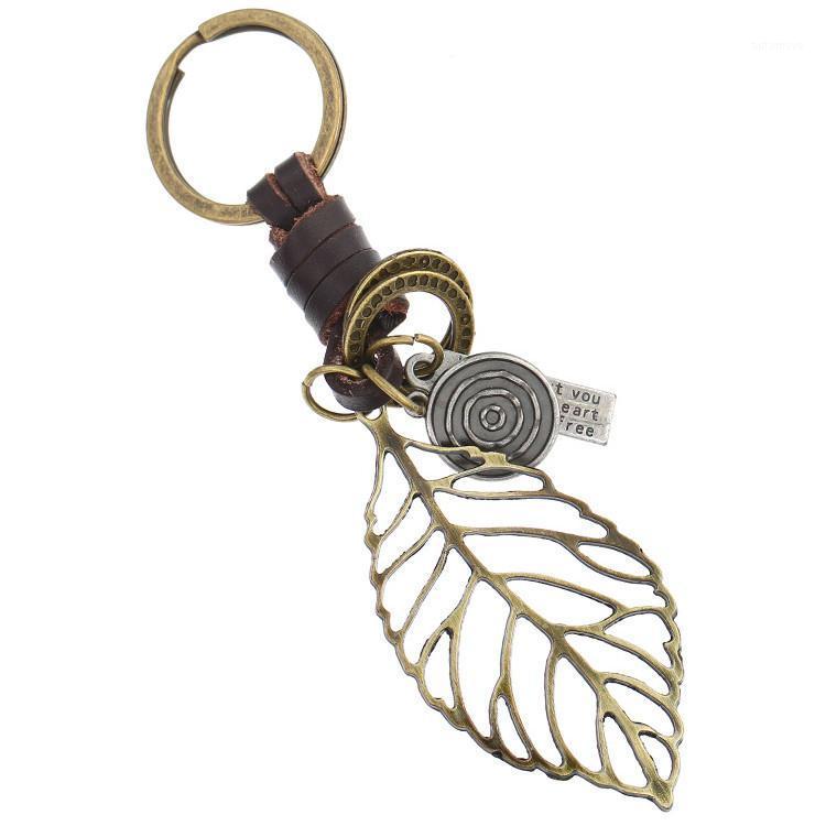 

Fashion Vintage Men Women Keychain Alloy Hollow Leaf Pendant Leather Keyrings for Bag Car Key Chain Punk Retro Kids Jewelry Gift1
