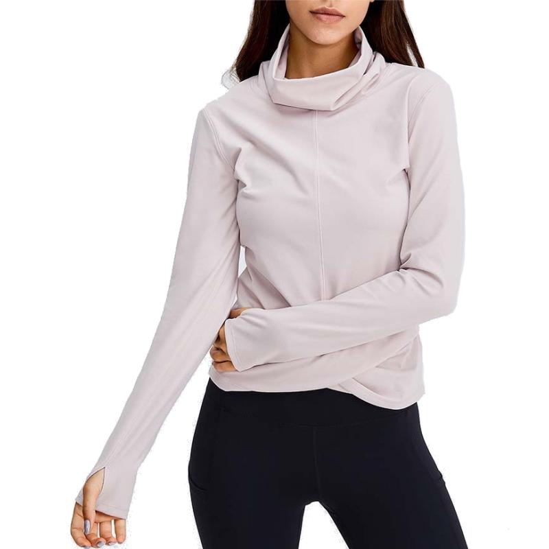 

77% Nylon 23%Spandex Yoga wear tops women activewear shirts solid breathable winter long sleeves hoodies sweatshirt fitness YT00, Black