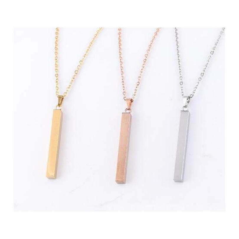 

Stainless Steel Bar Pendant Necklace New Fashion Gold Rose Gold Silver Solid Blank Bar Charm Pendant For Buyer Own Engraving Jewelry Lgetv