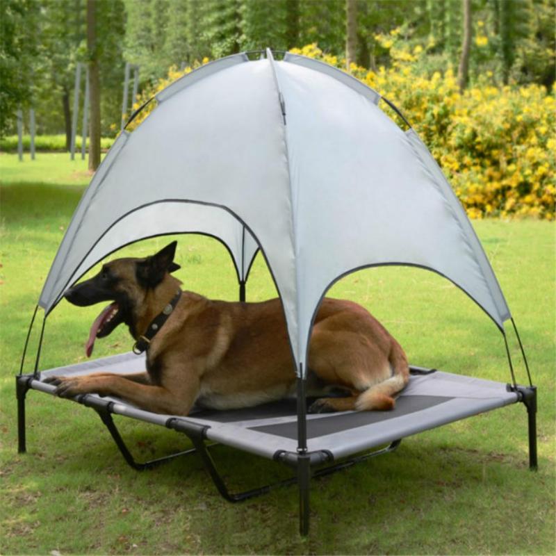 

Pet Bed With Canopy Portable Dog Camp Tent Raised Dog Bed With Sun Canopy Double-layer Camp Tent for Dogs Cats Outdoor Camping, As pic
