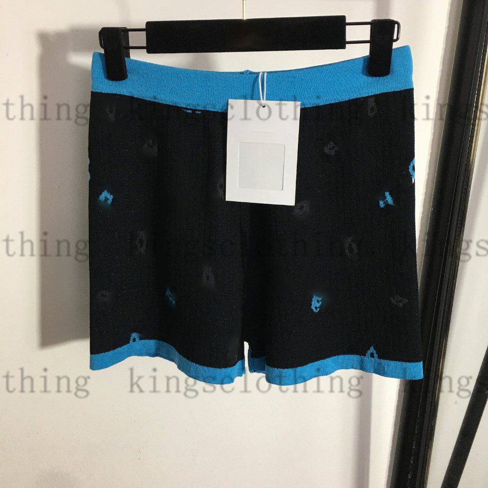 

2022 shorts high-end casual dress women skirts sets tube top knitted vest +shorts set Ice silk female clothing twill empire short pants brand designer summer dresses, Blue