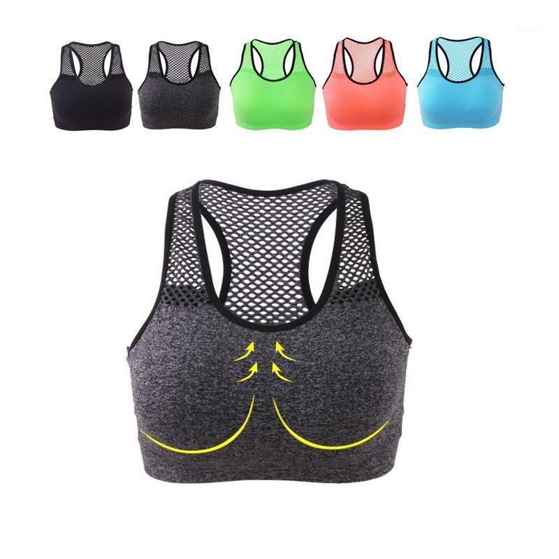 

Mesh Gym Bra Women Sports Bra Wire Free Quick Dry Shockproof Yoga Running Vest Workout Sports Fitness Tops Gym Women Sportswewar1, Black pad
