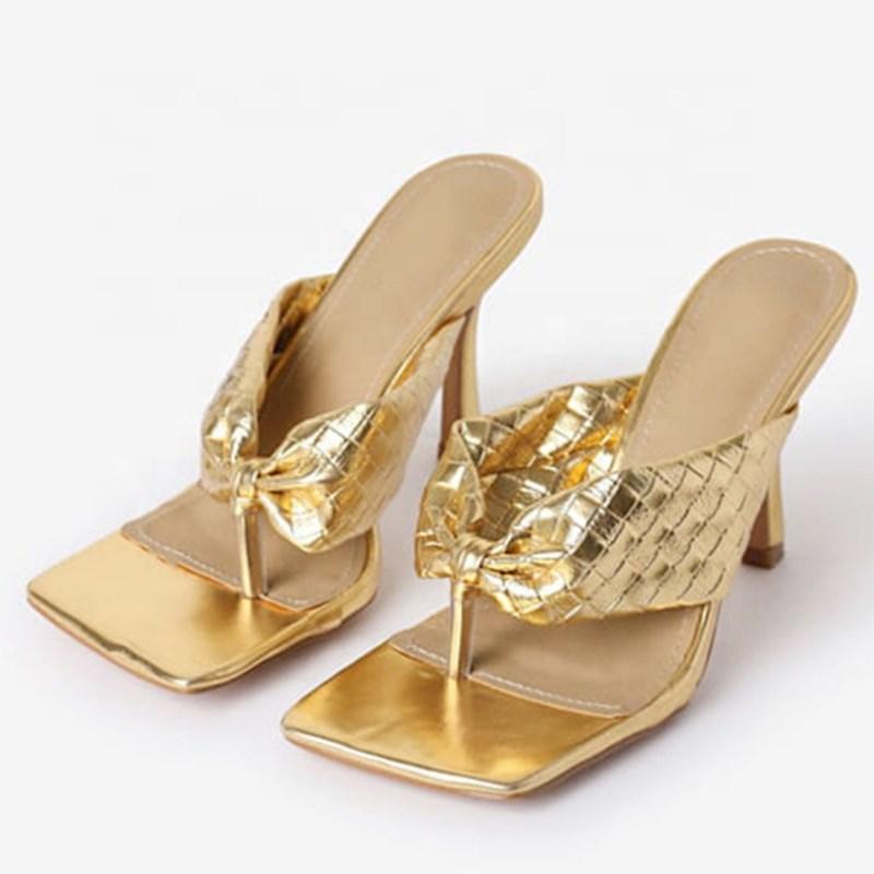 

Flip Flops High Heel Slippers Women Clip toe Gold Sandals Stiletto Pump Shoes, Black