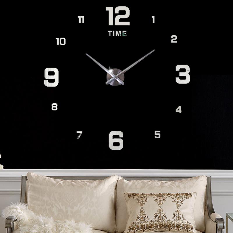 

Large 3D Wall Clock Modern Design DIY Acrylic Silent Mechanism Wall Sticker Clock Living Room Decor