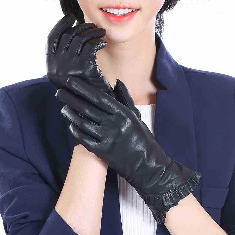 

Five Fingers Gloves High Quality Elegant Women Leather Genuine Lambskin Autumn Spring Winter Thermal Trendy Female Glove G5741