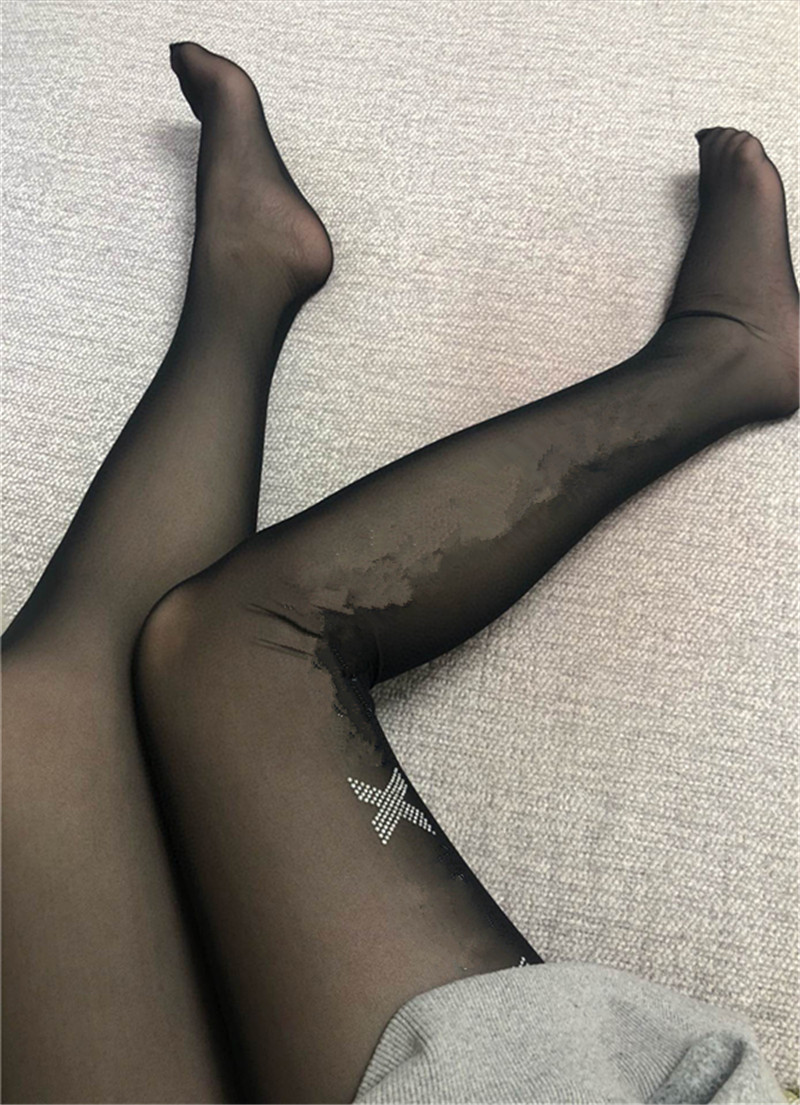 

Sexy White Rhinestone Hosiery Pantyhose Fashion Letter Brand Designer Hose 4 Style Women Transparent leggings, No box