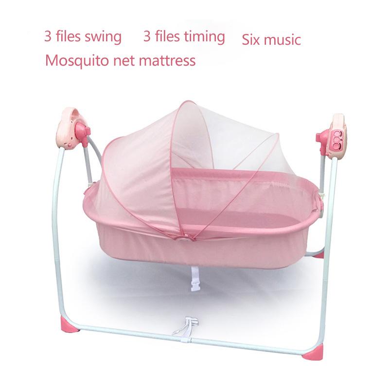 

Foldable Portable Baby Electric Cradle Baby Shaker Bed Newborn Sleepy Flat Lay Crib Bassinet Multi-range Adjustment 0-18M