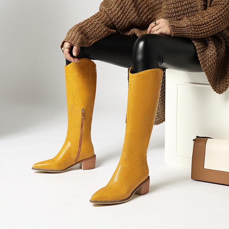 

2021 New Women Beige High Heels Wedges Long Boots Lady Riding Cowboy Boots Winter Designer Pointed Toe Knee Thigh High, 5 red