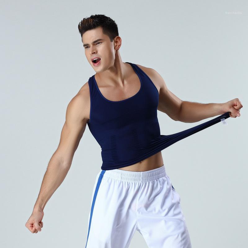 

New Workout Gym Men's Tank Top Vest Muscle Sleeveless Sportswear Shirt Fashion Clothing Abdomen Tummy Belly Control Fitness Vest1, Black