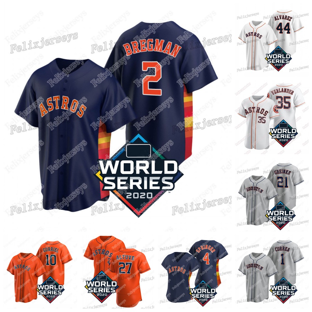 

2020 WS Alex Bregman Jose Altuve Carlos Correa George Springer Justin Verlander Yuli Gurriel Zack Greinke Michael Brantley Baseball Jersey, Blue;black