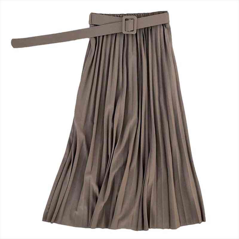 

Sheblingbling Spring Autumn Fashion Womens High Waist Pleated Solid Color Half Length Elastic Skirt Promotions Lady Black Pink