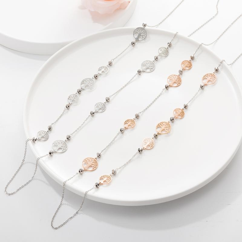 

Stainless Steel Sweater Chain Necklace For Women Fashion Tree of Life Charms Long Necklace Elegant Party Trendy Jewelry New 2020