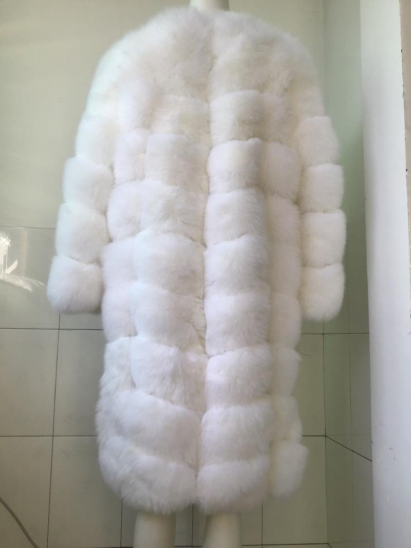 

2020 Winter New Genuine Real Fur Nature Pure White Fur Coats Outwear 80cm Women Woman Lady Plus Size Custom Grid Cutting
