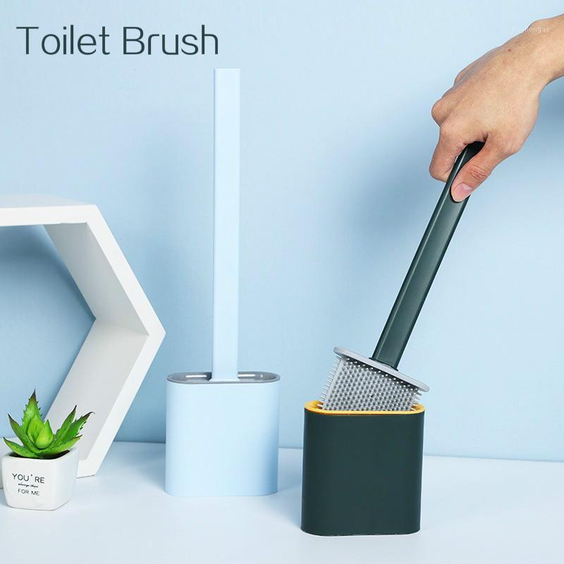 

Toilet Brush Soft Wall-mounted Durable Thermo Rubber Deep Cleaner Household TPR For Bathroom Toilet Brush Holder Set Clean Tools1