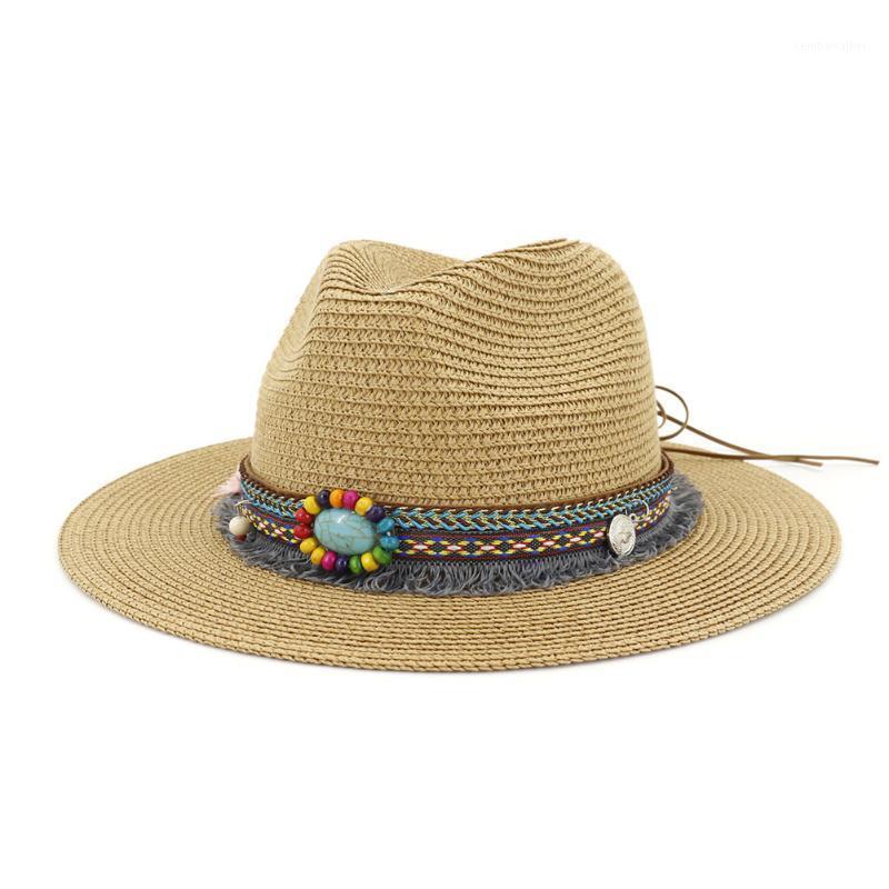 

Women Visor Summer Beach Vintage Braided Weave Travel Sun Protection Outdoor Wide Brim Foldable Straw Hat Fashion Floppy1, White