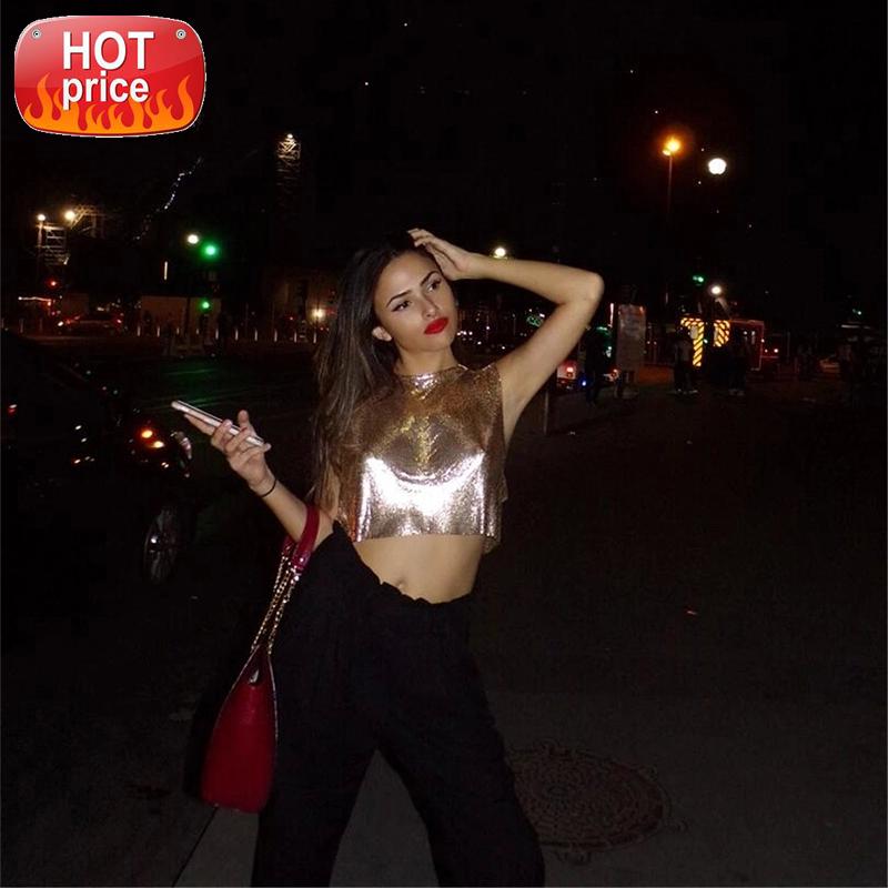 

2021 Metal Sequins Fashion Tank Tops Music Party Sleeveless Patchwork O Neck Hollow Out Handmade Celebrity Luxury Crop Top #am2z, White