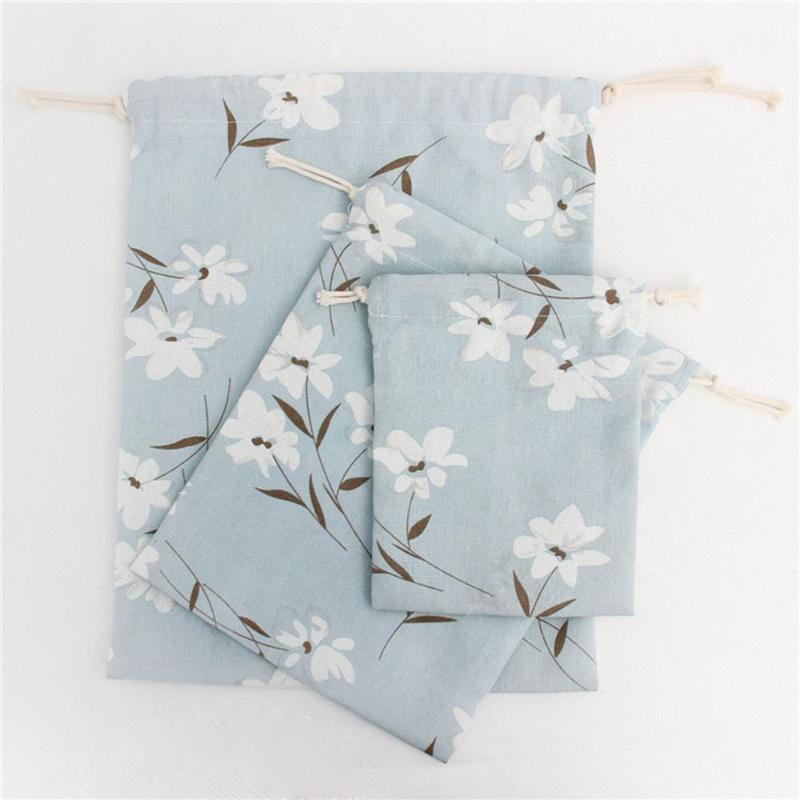 

Flower Watermark Handmade Cotton Linen Bag Storage Bag Coffee Beans Gift Bags Wedding Party Candy Jewelry1