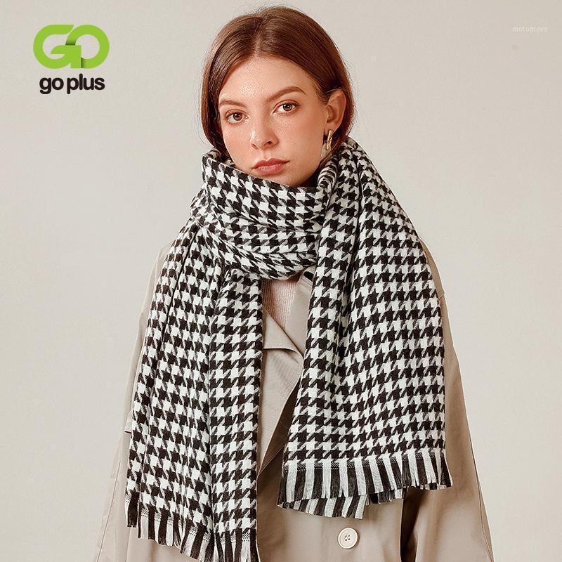 

GOPLUS Women's Scarves Winter Vintage Soft Warm Casal Black White Plaid Scarves Womans 2020 Bufandas Invierno Mujer1