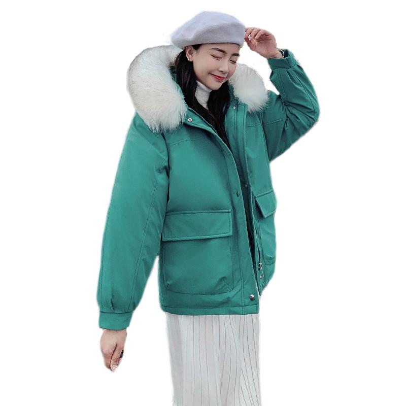 

New Design 2020 Winter Jacket Women Autumn Padded Outwear Female Short Coat Hooded With Fur Collar Parka, Beige
