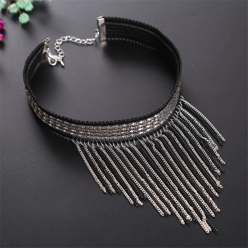 

Sexy Chokers Tassel Simple Silver Color Chain Choker Necklace for Women Statement Luxury Collares Jewelry