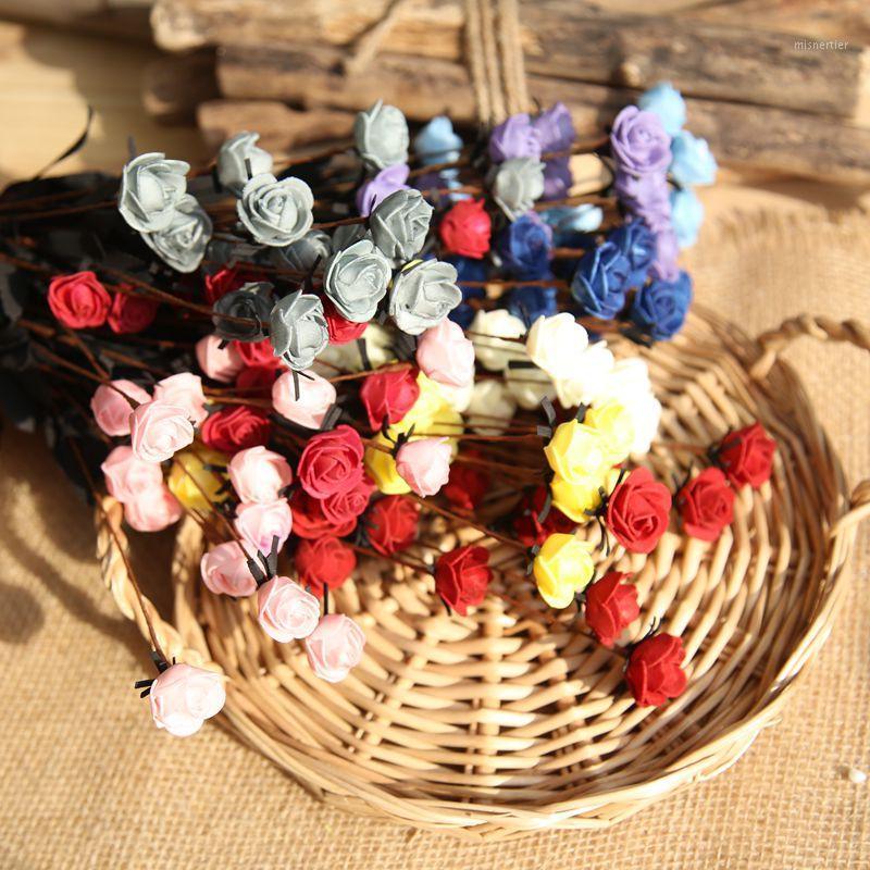 

Artificial flowers Rose PE foam Small Rose Bouquet Artificial Flowers Wholesale Fake Wedding Christmas Decoration1, Yellow-b