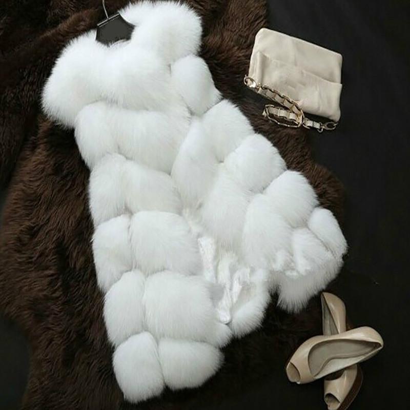 

Faux Fur Coat Women 2020 Casual Warm Slim Sleeveless Faux Fur Vest Winter Jacket Coat Women casaco feminino RE2358, White