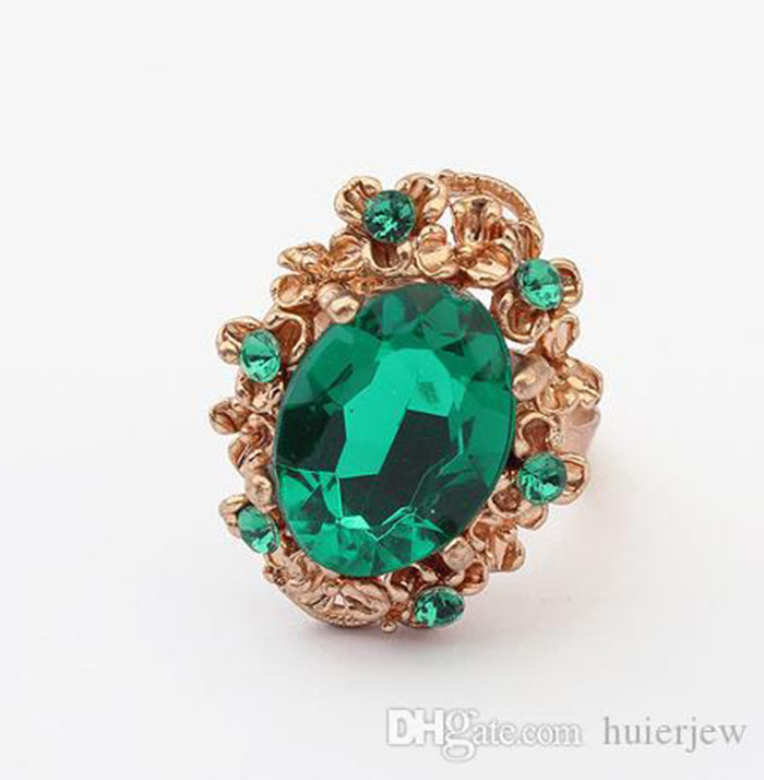 

Rings for Women Fashion Jewelry Ring Like Diamond Crystal Gold plated Aolly Rhinestone Big Gemstone Rings, Golden;silver