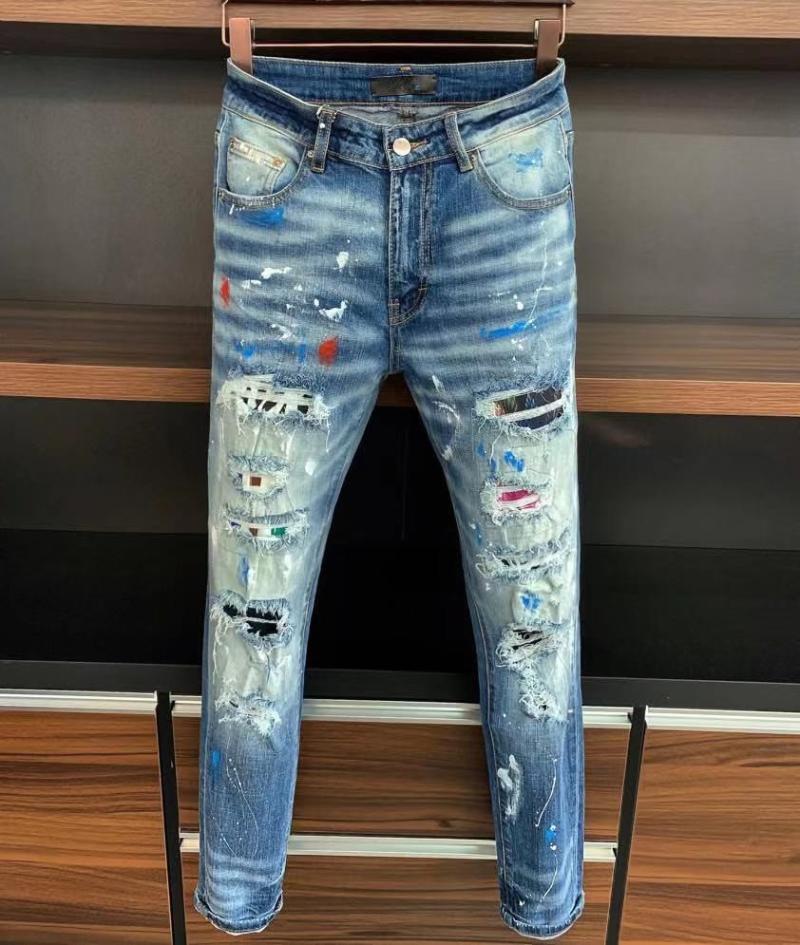 

JK12455 Fashion Men's Jeans 2020 Runway Luxury European Design party style Men's Clothing, As pic