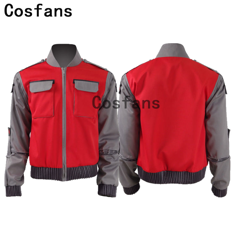 

Theme Costume Adult Backs futures Cosplay Costume Marty McFly red jacket Coat Movie Back Future Marty McFly Cosplay Costume for women and me, Back to the future